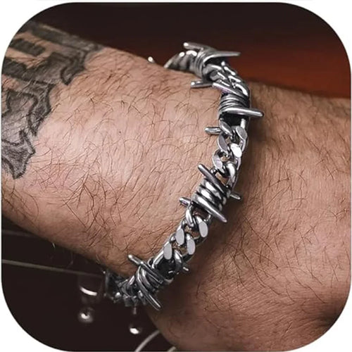 Bracelet fil de fer barbelé en acier