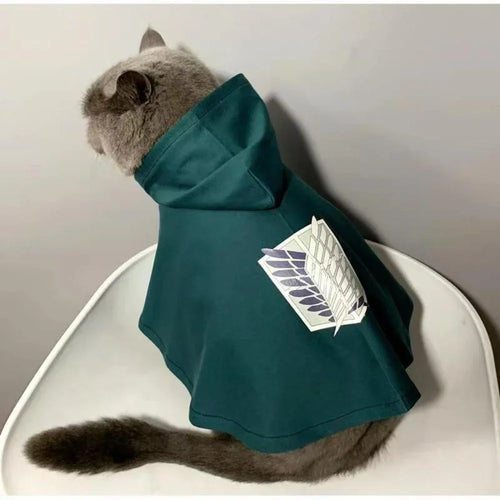 Cape à capuche verte pour chien et chat