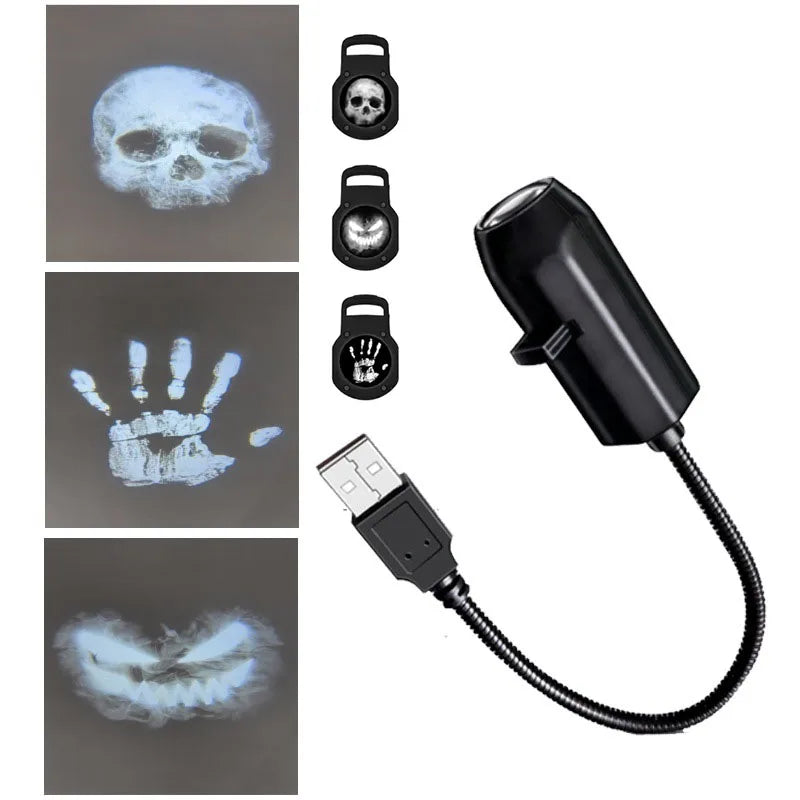 Mini projecteur USB crâne — 3 motifs
