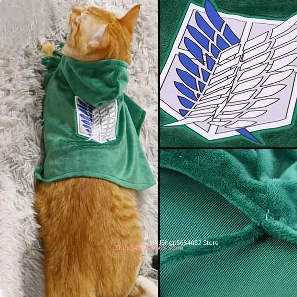 Cape à capuche verte pour chien et chat