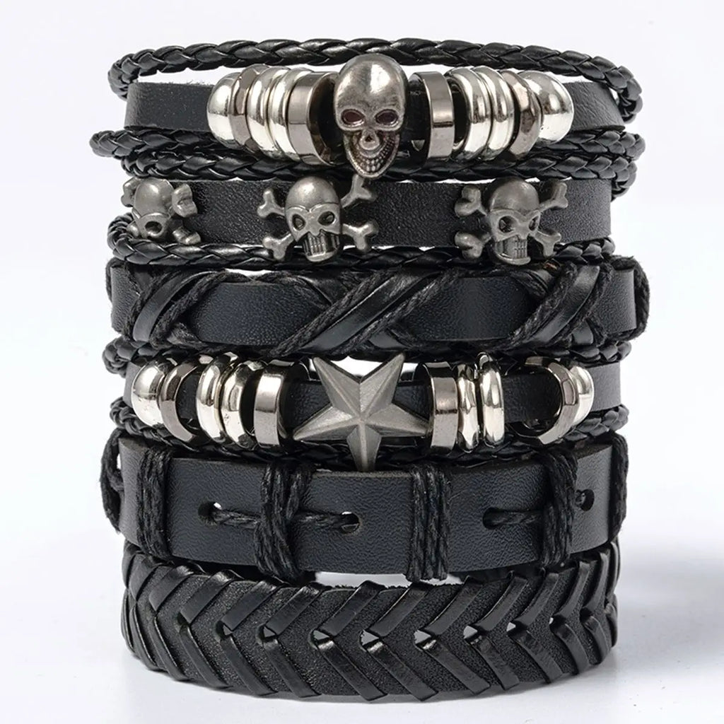 Lot de bracelets punk tête de mort