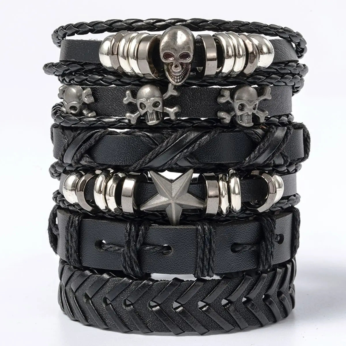 Lot de bracelets punk tête de mort