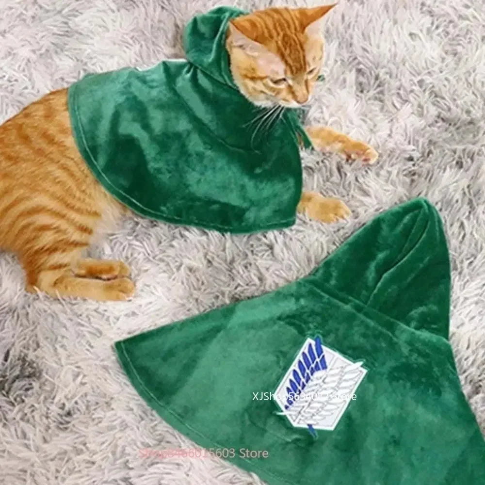 Cape à capuche verte pour chien et chat