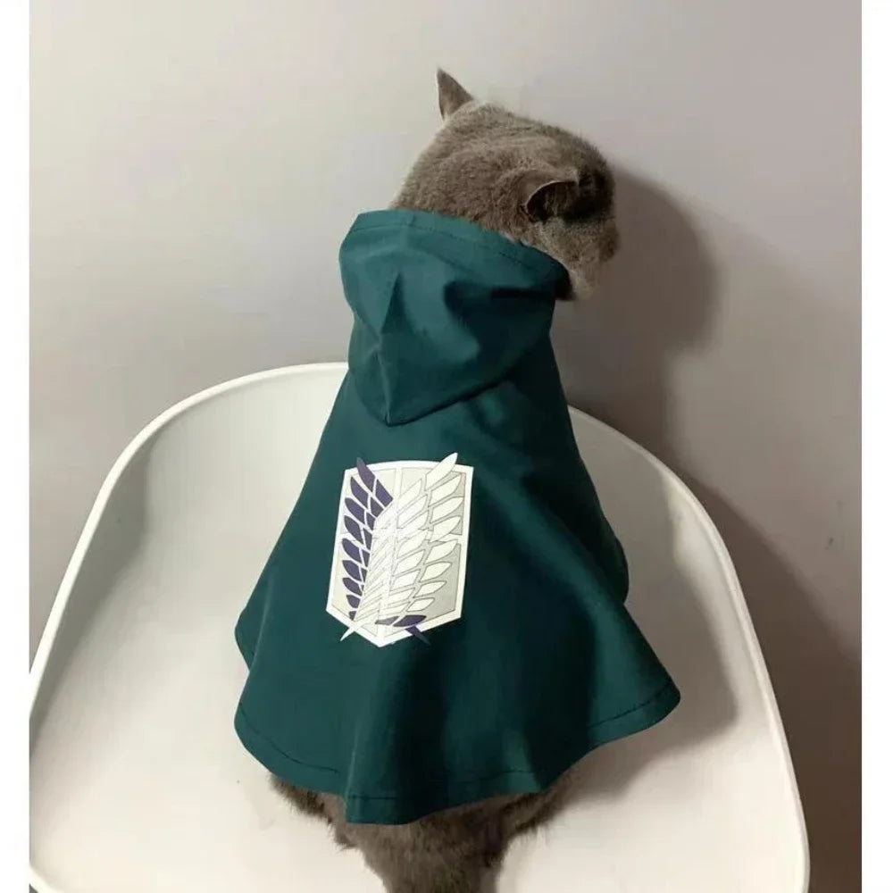 Cape à capuche verte pour chien et chat